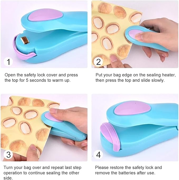 Kitchen Accessories Tools Mini Portable Food Clip Heat Sealing Machine Sealer Home Snack Bag(White-1)