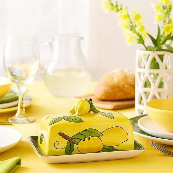 Blue Sky Clayworks Exceptionally Yellow Lemon Butter Dish
