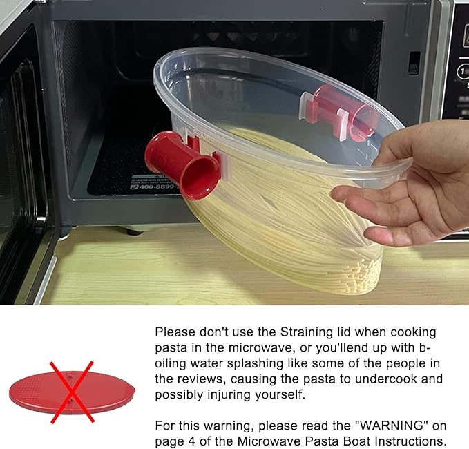 Microwave Pasta Boat with Strainer - Cooker for Rice, Vegetables, Chicken