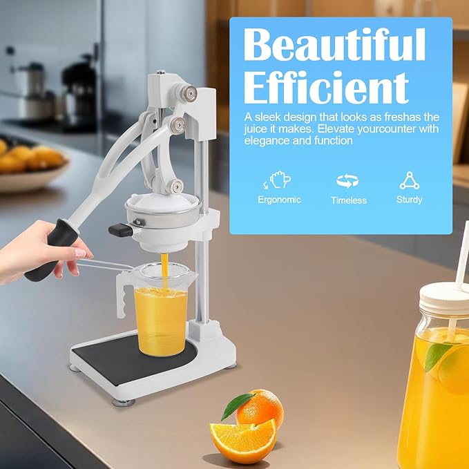 Manual Orange Juicer Squeezer, Heavy Duty Hand Press Citrus Juicer, Juice Yield 99% with 18Oz Measuring Cup Capacity, Commercial Grade, Easy to Clean for Citrus, Lemon, Pomegranate, Lime, Grapefruit