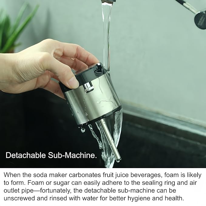 Carbonates Any Drink-Airosia Soda Maker Machine-304 Stainless Steel Sparkling Water Maker, Carbonator Machine with BPA Free Bottles(1L+0.5L) (CO2 Carbonator NOT Included)