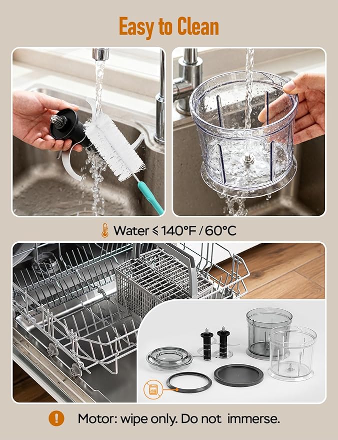 Food Processor 4 Cup: Mini Electric Food Chopper with 2 Bowls, Small Meat Grinder with 2 Speed & 4 Blades for Vegetable, Meat, Nuts, Functions for Chopping, Dicing, Mixing and Puree-Gray