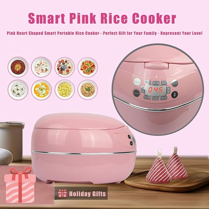 Pink Rice Cooker, Smart Rice Cooker 8 Cup With Delay Preset Timer And Auto Thermostat, Gifts Keep Warm For Brown Rice, Yogurt, Cake, Tomato Soup