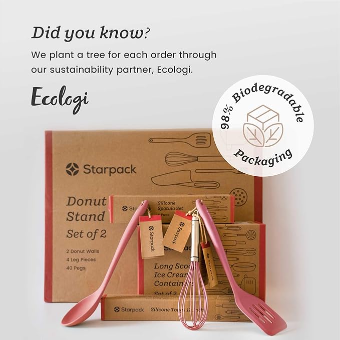 Starpack 'Scrape & Stir' Silicone Spatula (8 Inch) - Heat Resistant Spatula Set 600°F - Food Grade Kitchen Spatulas - Nonstick Baking and Cooking Spatula - LFGB Grade Rubber Spatula Set