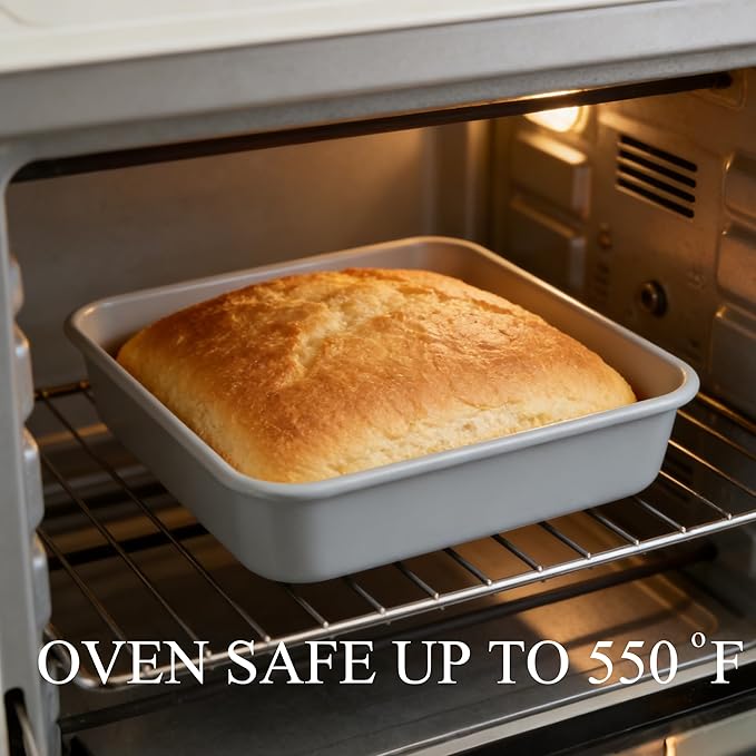 Non-Stick Square Cake Pan 9x9, Non-Toxic Lnorganic Ceramic Coating, Ceramic Square Baking Pan, Brownie Pan for Oven