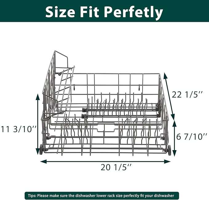 W10139223 Dishwasher Lower Rack Replacement Parts for Whirlpool Maytag Dishwasher Rack Lower Basket Shelf Jenn-air Amana MDBD820AWW MDB6650AWW JDB8910AWS Bottom Dishrack Basket Assembly 1 Pack