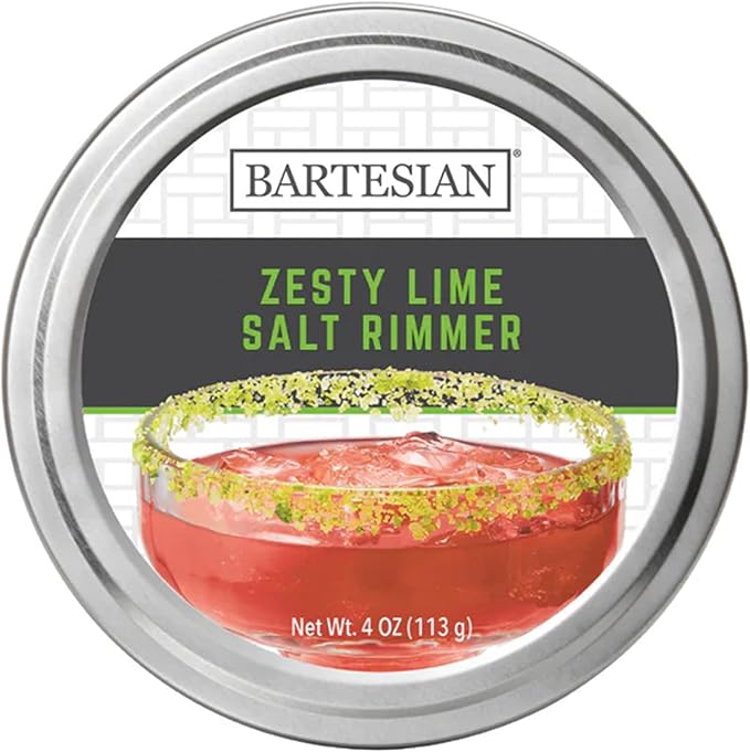 Bartesian Zesty Lime Salt Cocktail Glass Rimmer - Lime Green Cocktails Rimming Garnish for Bar Drink Glasses - Pairs Well With Kamikaze, Jalapeno Lime Shrub, and All Types of Margaritas