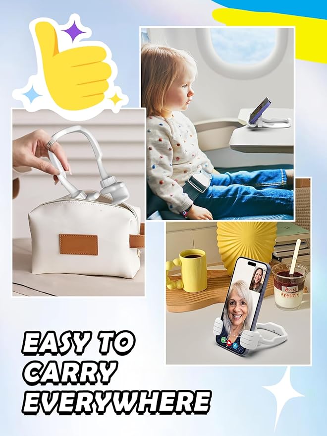 Stocking Stuffers for Men Women Teens Kids: Thumbs Up Lazy Phone Stand Holder for Desk Funny Gadgets for Teenage Boys Girls Dad Father Mother Mom Son Daughter Husband Wife Adults Gifts for Christmas
