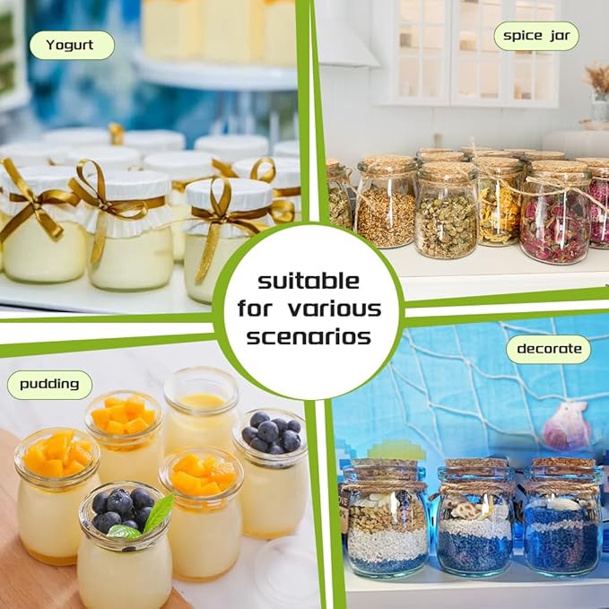 AIXIANG 60 Pack 3.5 oz Glass Jars with Cork Lid & Airtight Seal - Rustic Wedding Favors, Baby Shower Gifts, Candy & Spice Storage - Includes Twine, Labels (Multi-Purpose, Eco-Friendly)