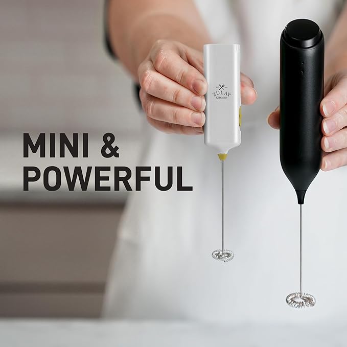 Mini & Mighty Milk Frother Wand – Powerful Handheld Coffee Frother, Battery Operated Drink Mixer – Compact Pocket Size – Detachable Whisk for Latte, Cappuccino, Matcha, Hot Chocolate – White Gold