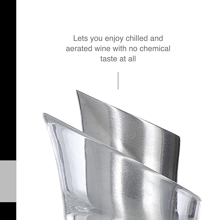 AdHoc Icepour Wine Chiller and Pourer - 3-in-1 Wine Pourer, Aerator & Chiller - Chilled Wine Accessory - Stainless Steel Wine Pouring Equipment & Refillable Silicone Ice Stick Tray