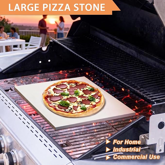 18'' Square Pizza Stone Extra Large Pizza Stone Baking Stone Cordierite Bread Stone for Oven and Grill, Thermal Shock Resistant Cooking Stoneware