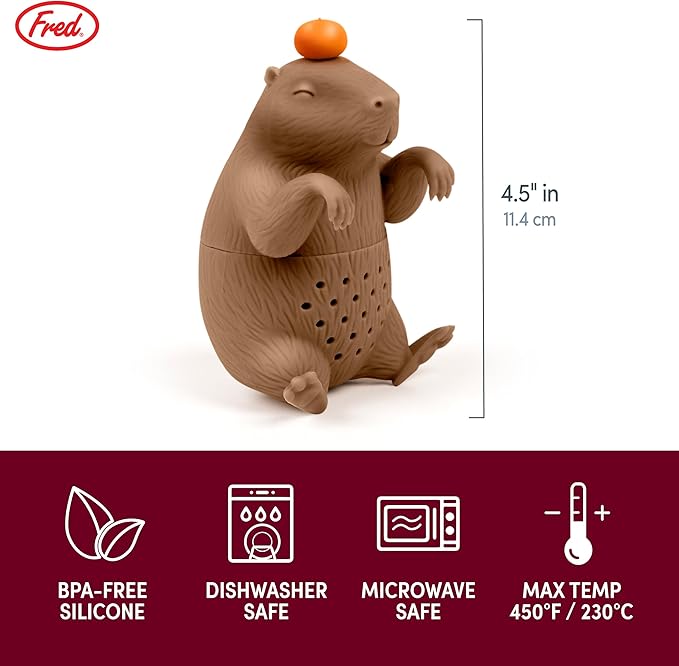 Genuine Fred CAPYBARAHHH Tea Infuser, Cute Capybara Design- For Loose Leaf Tea, Flexible, Easy to Clean Silicone, Fun Gift for Tea Lovers, Clever Kitchen Gadget