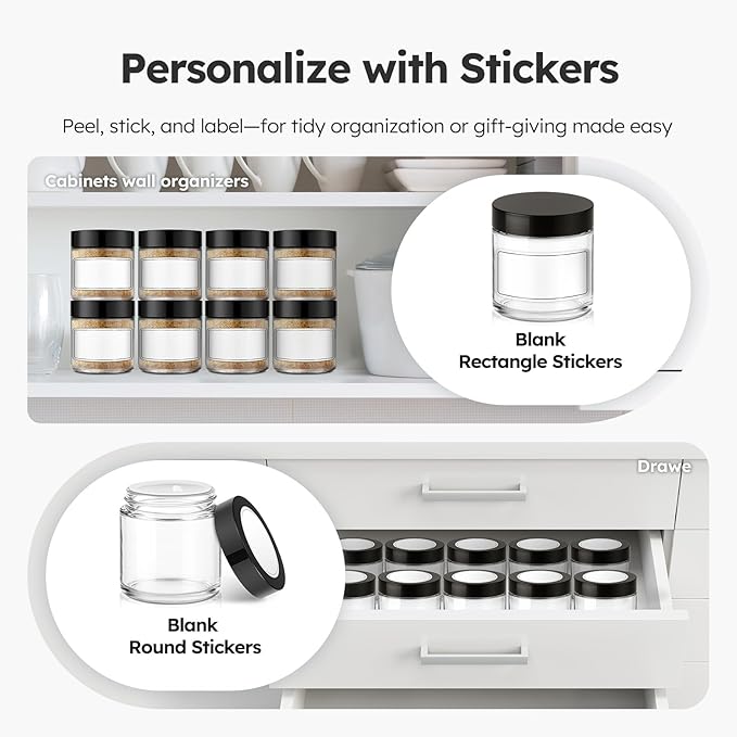 4 oz Glass Jars with Lids, 24 Pack Clear Small Glass Jars with Black Lids Leakproof Round Airtight Empty Cosmetic Travel Containers with Inner Liners For Lotions Powders and Candle Making