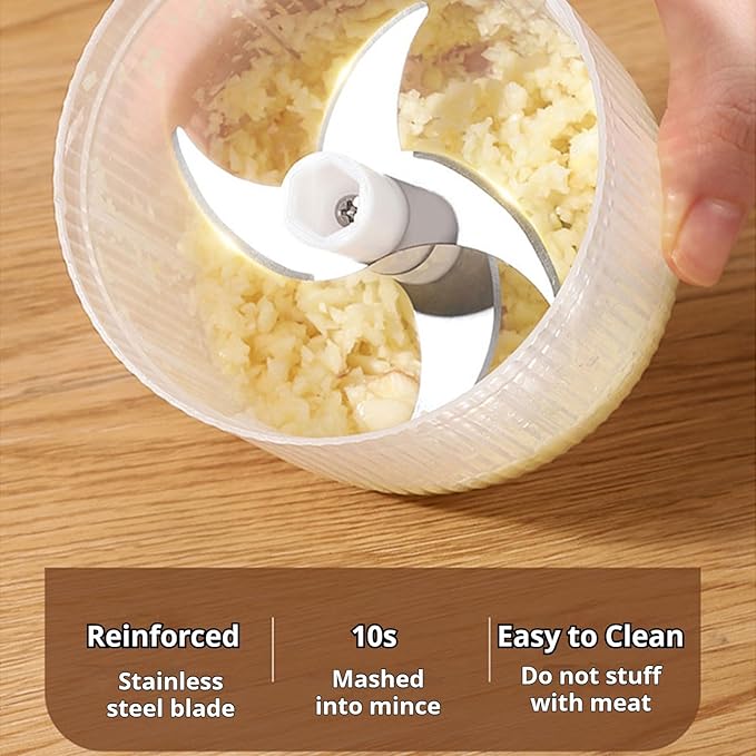 2026 Upgraded Electric Garlic Chopper, Mini Portable Veggie Cutter, USB Rechargeable, 350ML Portable Cordless Mini Food Processor for Nuts Chili Onion Minced Meat and Spices (White*1)