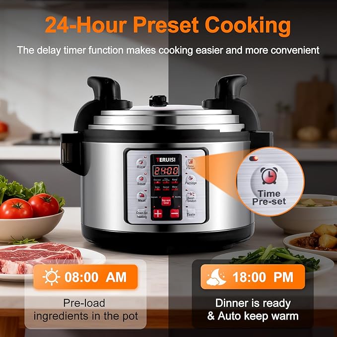 15.9QT/15L Commercial Pressure Cooker, 8-in-1 Multifunctional Large Pressure Cookers, 1700W Electric Pressure Canner with Non-stick Inner Pot, Slow Cooker Rice Maker for 25-35 People Use