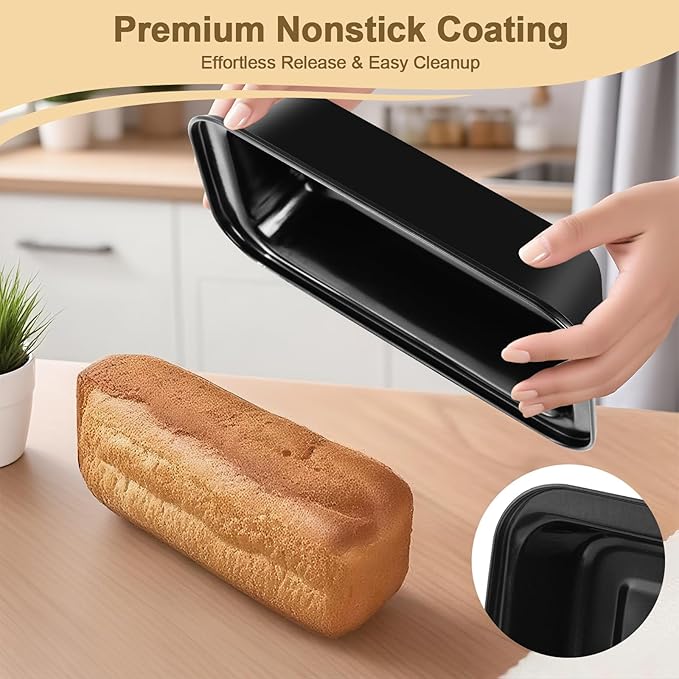 5-Piece Toaster Oven Bakeware Set – Compact Nonstick Baking Pans for Small Oven, RV & Camper – Includes Muffin, Loaf, Pizza, Cake & Square Pan (Black)