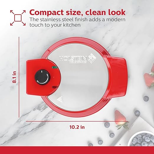Holstein Housewares 7" Belgian Waffle Maker, Non-Stick Coating, Red/Stainless Steel, Delicious Waffles in Minutes for Everyday Meals. 7 Inch