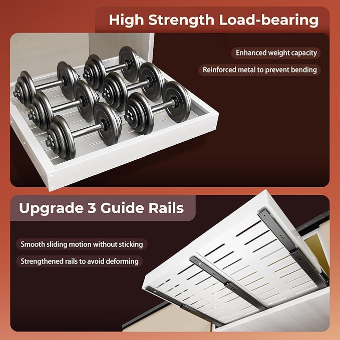 Pull Out Drawers for Cabinets, 1 Pack Slide Out Drawer Expandable Width (10"-16") and Depth (17"-25") with 3 Slide Rails, Fixed with Adhesive Film or Nail for Cabinets in Kitchen, Pantry or Bathroom