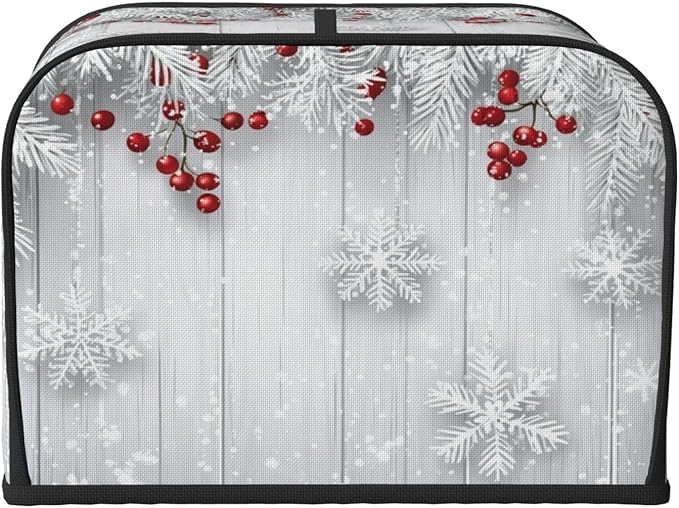 Toaster Cover 4 Slice Snowflake Winter White Berry Kitchen Small Appliance Covers with Pockets Dust and Fingerprint Protection