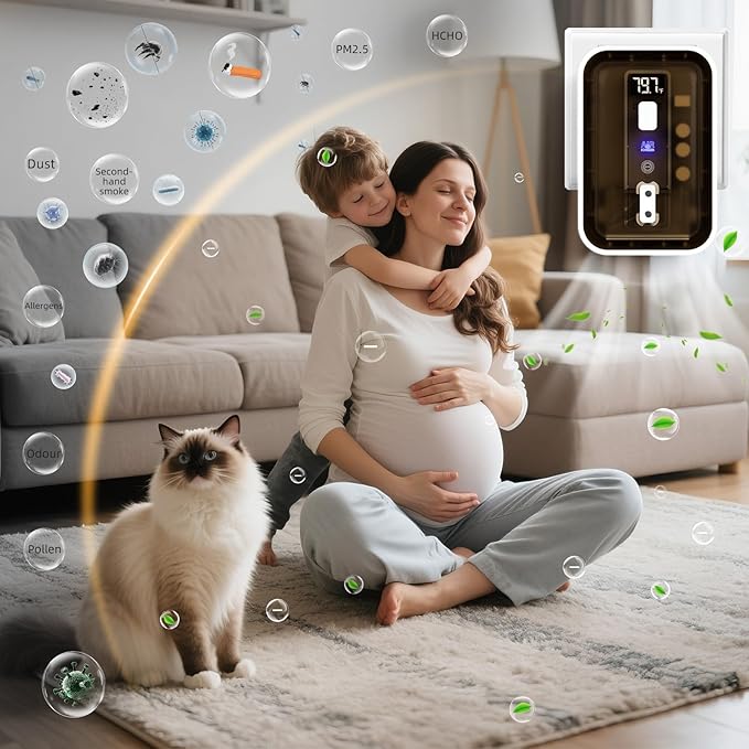 Plug-In Air Ionizers & Ionic Air Purifier — Negative Ion Generator, Ozone-Free Filterless Odor Eliminator, Pet & Litter Box Deodorizer, Quiet Bedroom/Kitchen/Bathroom Freshener with LED Light, Brown