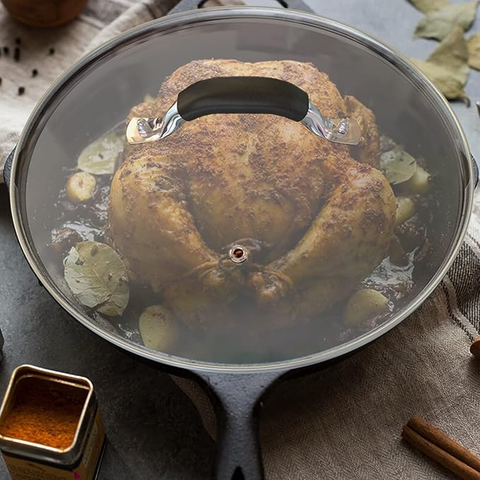 10.25 Inch Tempered Glass Lid Compatible with 10-10.25 Inch Lodge Cast Iron Skillet and 5 Quart Dutch Ovens