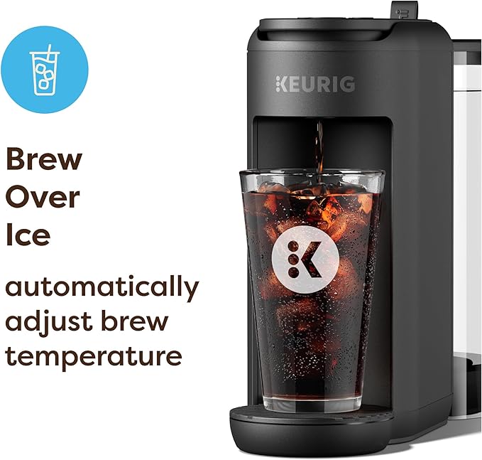Keurig K-Mini Mate Plus Single-Serve K-Cup Pod Coffee Maker, Compact, 3 Cup Sizes, Brew Over Ice and Strong Button Features, 50 oz Removable Reservoir, Matte Black