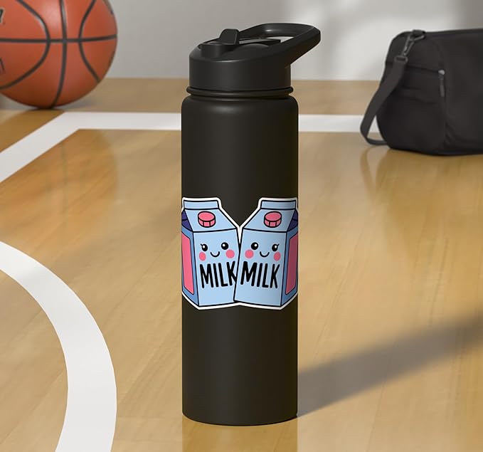 Milk Carton Kawaii Cute Smiling Milk Stainless Steel Insulated Water Bottle