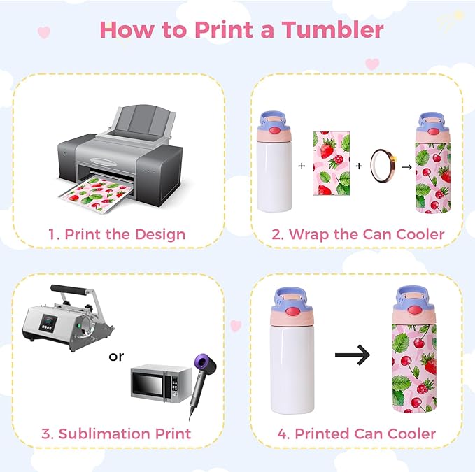 6 Pack 12 OZ Sublimation Straw Sippy Cup Blank Tumblers Double Wall Vacuum Insulated Mixed Color Thermoses Stainless Steel Water Bottles for School