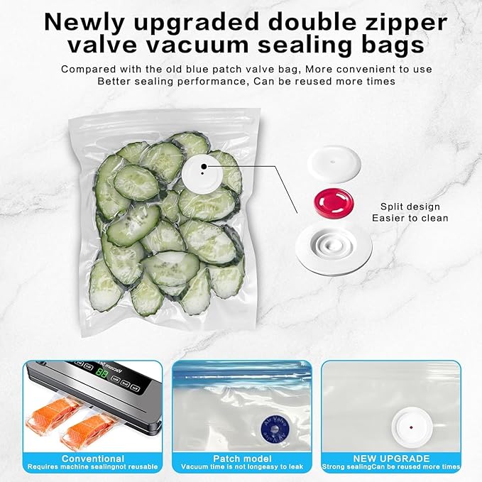 Handheld Vacuum Sealer for Food Powerful Vacuum Sealer Machine,Seal Meal Saver,Portable Food Sealer (Vacuum Sealer Machine + 2 Glass Vacuum Containers + 30 Reusable Vacuum Bags）