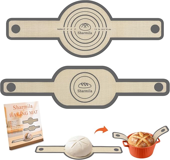 Silicone Bread Sling for Dutch Oven - Non-Stick & Heat Resistant, 2Pcs Oval and Round Reusable With Long Handles for Transfer Sourdough