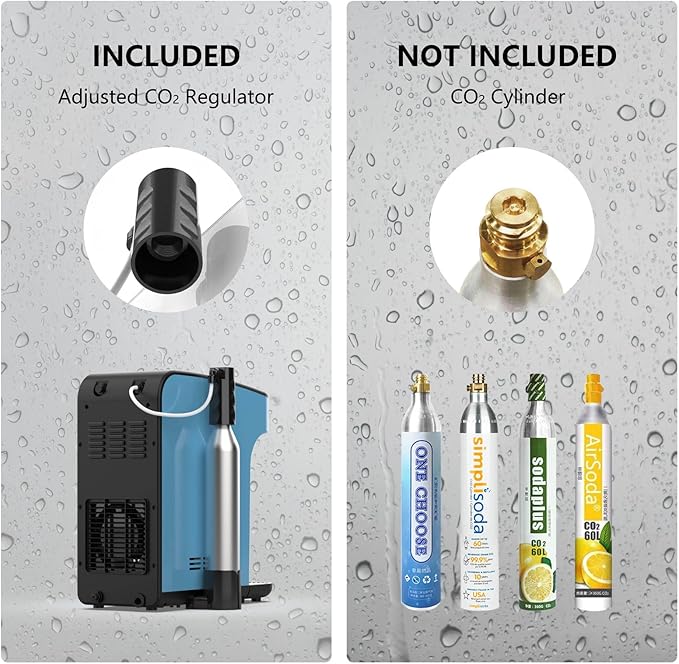 Carbonator, Soda Maker, Ice Cold Sparkling Water Maker, Water Cooler, Compatible with Screw-in 60L CO2 Cylinder (Not Included), Carbonator with 1.5L Water Tank, Touch Screen (Azure Blue)