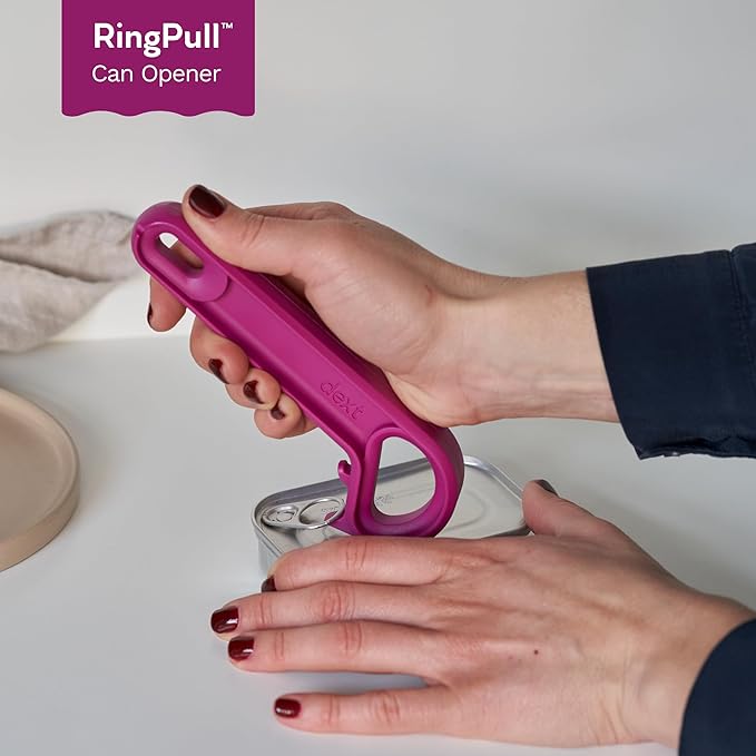 Ring Pull & Pop Top Can Opener (Mulberry) Easy Open Any Pull Tab Cans for Seniors, Soda, Pet Food, Cat Cans, Beer, Parkinsons Aids for living Gifts, Gadgets for People with Arthritis, kitchen gadgets.