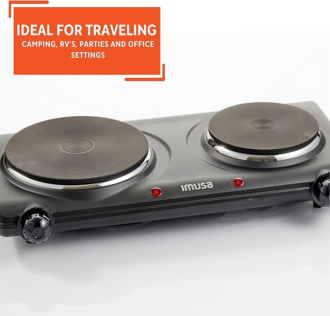 IMUSA Double Electric Hot Plate, Black (Pack of 3)