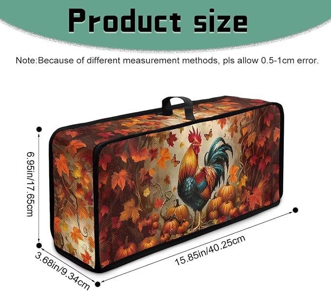 Thanksgiving Day Toaster Cover 2 Slice Rooster Pumpkin Toaster Cover with Top Handle Small Appliance Protector Lightweight Dust Protection Bread Machine Protector