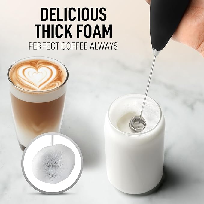 Zulay Kitchen Double Whisk Milk Frother with 2 Duracell Batteries - Powerful Handheld Foam Maker for Coffee, Lattes, Matcha, Hot Chocolate & Cappuccinos - Whip Creamy Froth in Seconds