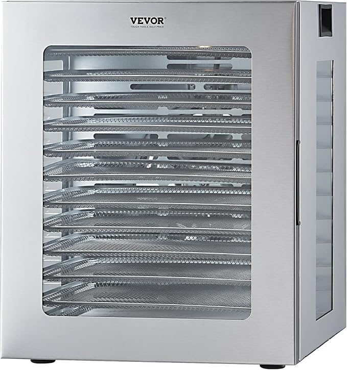 VEVOR Food Dehydrator, 12 Stainless Steel Trays Dehydrators Machine, 850W Food Dryer with Adjustable Temp & 24-Hour Timer, Dehydrator for Food and Jerky, Meat, Fruit, Vegetables, Herbs, Dog Treats