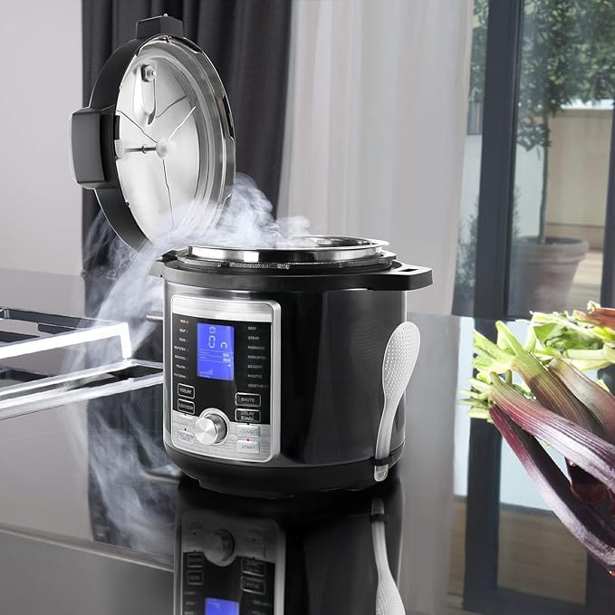 6 Quart Digital Electric Pressure Cooker – Stainless Steel Multi-Cooker with 14 One-Touch Programs, Locking Lid & Easy Clean Design