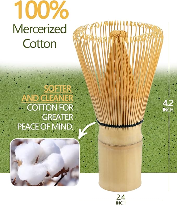 Vaiheng Matcha Whisk, Matcha Whisk Set Matcha Bamboo Whisk for Matcha Powder Handcrafted Organic Traditional Japanese Chasen, 100-Prong Matcha Stirrer Wisk Mixer Brush for Authentic Tea Preparation