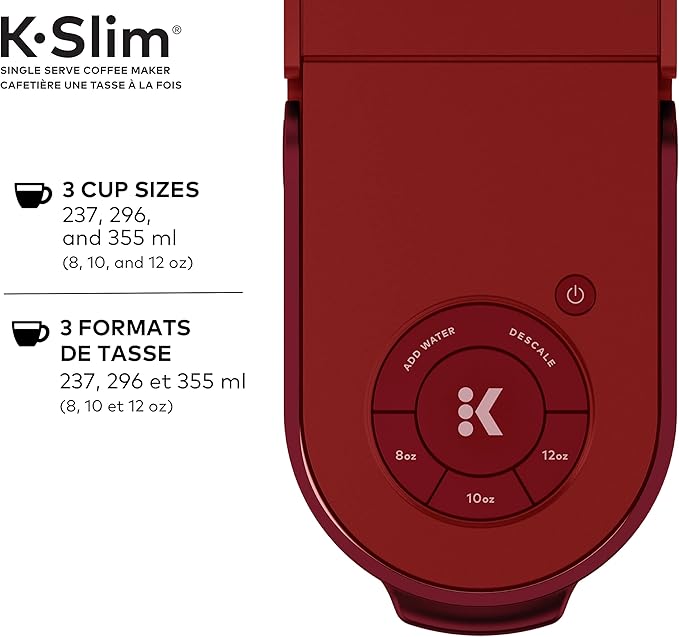 Keurig K-Slim Single Serve K-Cup Pod Coffee Maker, Featuring Simple Push Button Controls And MultiStream Technology, Scarlet Red