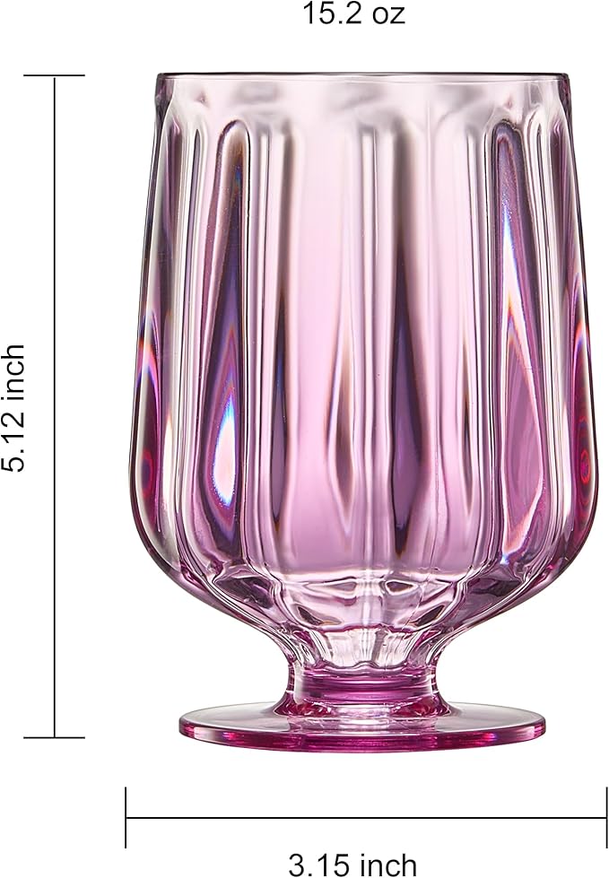 15oz Unbreakable Premium Drinking Glasses Set of 4 - Super Grade Acrylic Plastic - Perfect For Gifts - European Style Shatterproof BPA-free Glassware Dishwasher-Safe, Indoor & Outdoor (Purple-Lilac)