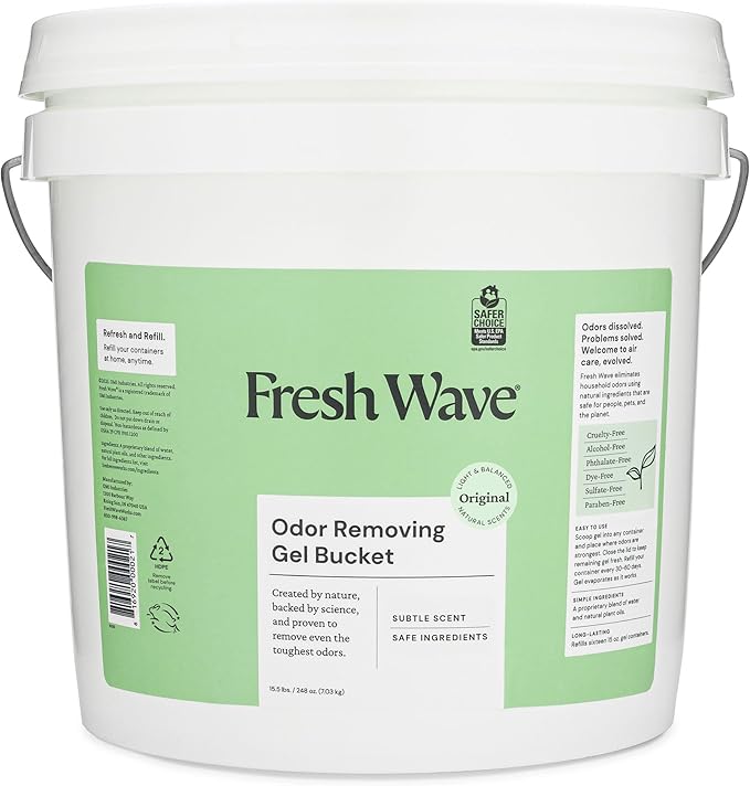 Fresh Wave Odor Removing Gel Bucket, 15.5 lb. (248 oz.), Original Scent Refill - Odor Absorbers for Home, Safer Odor Relief, Natural Plant-Based Odor Eliminator, For Cooking, Trash & Pets