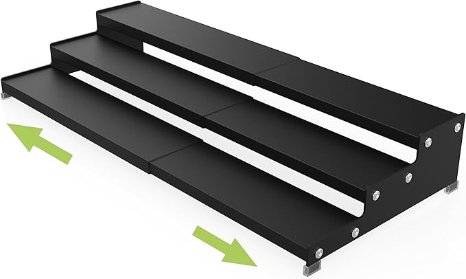 Jojocross Spice Rack Organizer for Cabinet, 3 Tier Expandable Spices Storage, Great for Kitchen Cabinets, Cupboard,Pantry and Countertop More 1 Pack/Black