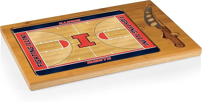 PICNIC TIME NCAA Icon Glass Top Cutting Board & Knife Set, Cheese Boards Charcuterie Boards, Serving Platter, (Parawood & Bamboo)