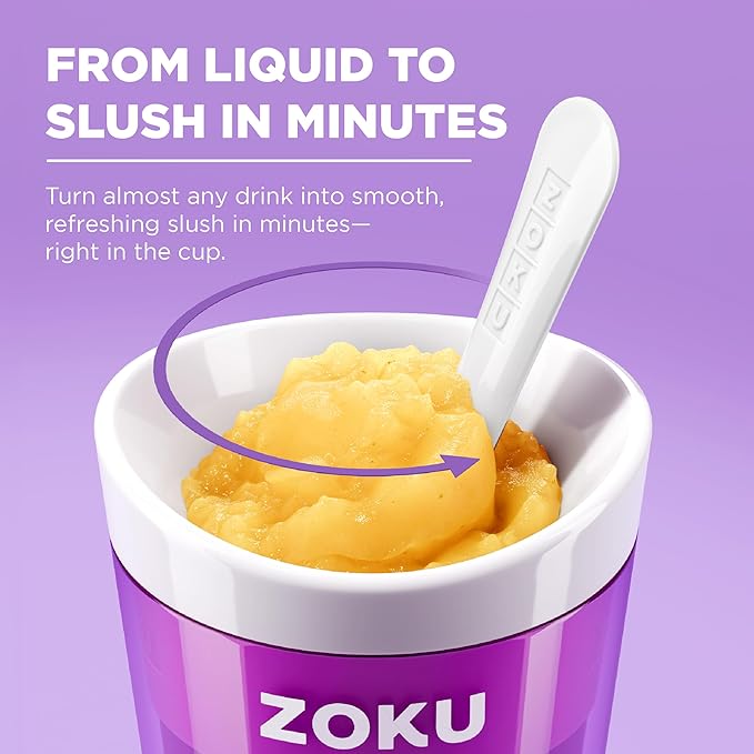 ZOKU Jumbo Slush and Shake Maker, Compact Make and Serve Cup with Freezer Core Creates Single-Serving Smoothies, Slushies and Milkshakes in Minutes, BPA-Free, Red