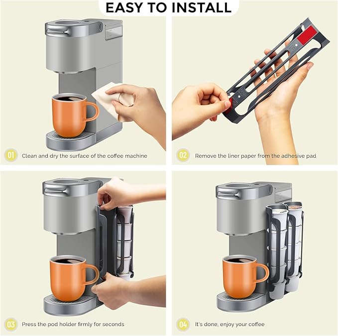 K Cup Holder for Keurig: Coffee Pod Holder for Counter Small Space - Kcup holder for Wall Mount (4, Rose Red)