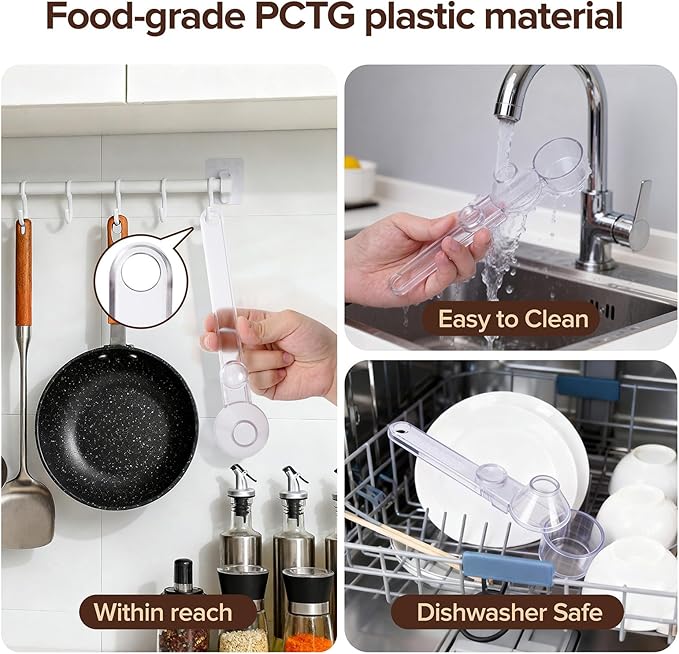 2Pcs Coffee Scoop Funnel 2Tbsp 51mm Espresso Tamper Kit, BPA-Free PCTG Dishwasher Safe, Fits K-Cup Reusable Pods/Espresso Machine, Coffee/Protein/Powder, Upgraded Combo Transparent, 2 Models A&B