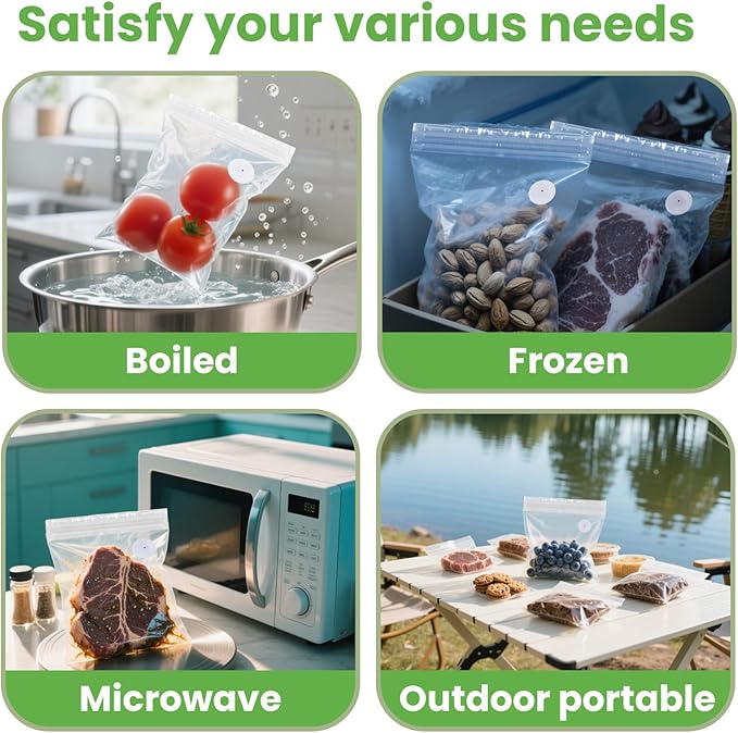 Reusable Vacuum Seal Bags, BPA-Free Food-Grade, Leakproof & Odor-Resistant, Freezer & Microwave Safe, Heavy-Duty Clear Bags for Meat, Seafood, Snacks, Dry Goods, 30 Pack (10.24" x 11.02")