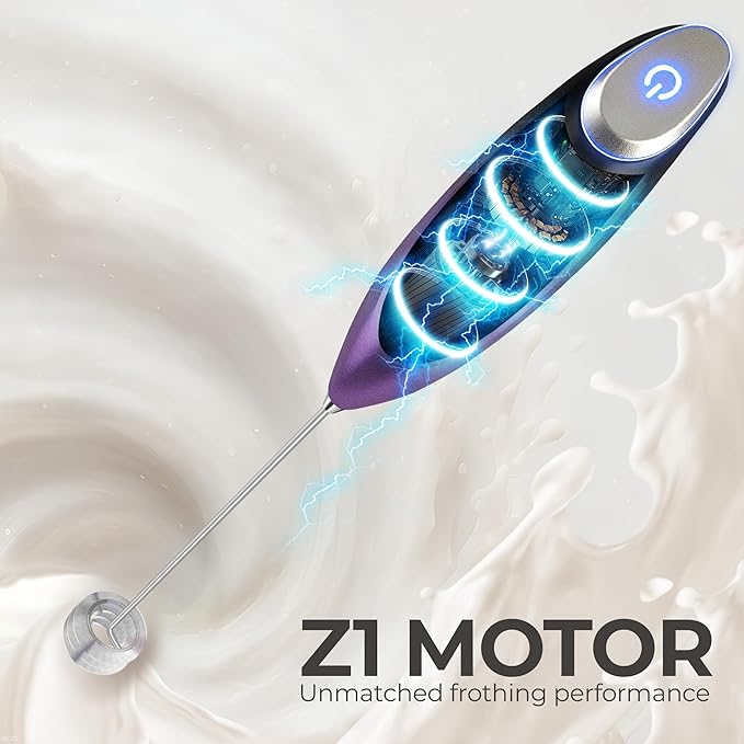 Zulay Kitchen Patented Tornado Triple Whisk Milk Frother with 4 Duracell Batteries – Handheld Foam Maker for Coffee, Lattes, Matcha & Hot Chocolate – Rich, Creamy Froth in Seconds - Galaxy