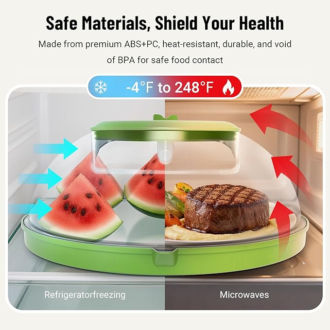 Microwave Splatter Cover with Water Steamer, Upgraded Microwave Cover for Food with Handle, Clear Plate Covers, Splatter Guard, Kitchen Essentials Gadgets, House Warming Gifts New Home, 10 Inch